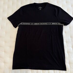 Armani Exchange Black Tee with Logo Band